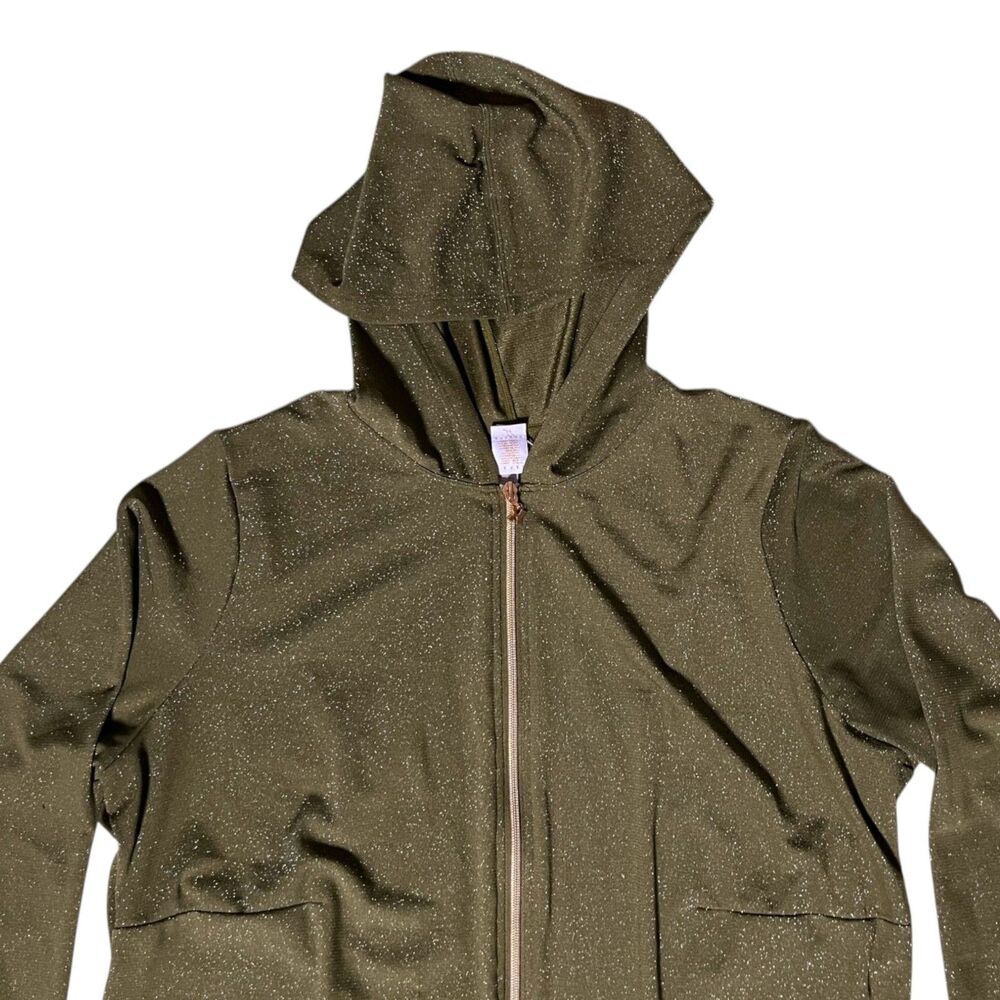 Savage X Fenty Sleep & Shine Hooded One Piece Lurex Jumpsuit 2X Olive Green - Picture 3 of 11